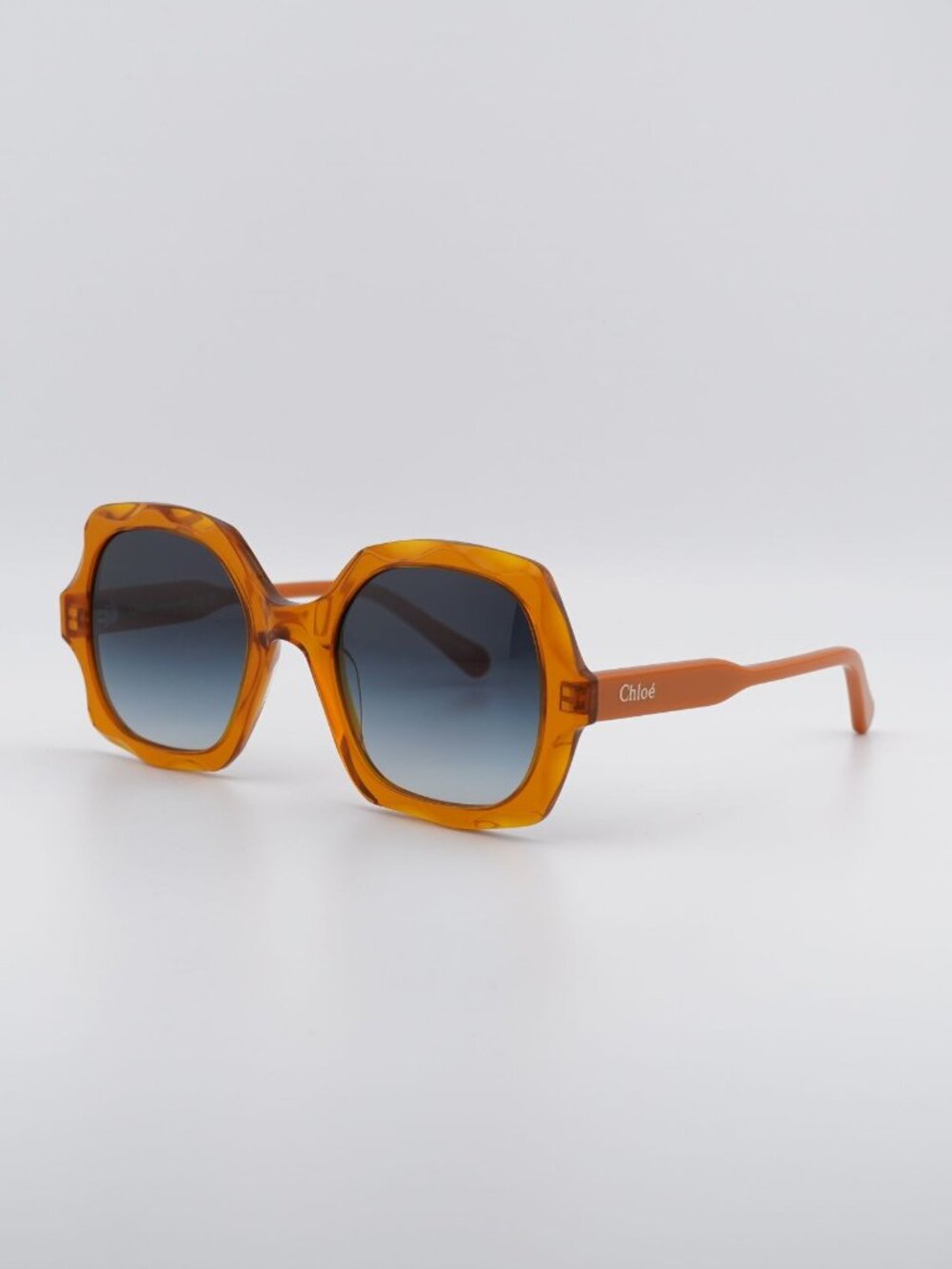 Chloe CH0226S 004 Sunglasses Shiny Orange Square Frame, Grey Gradient Lenses